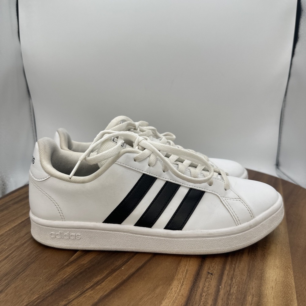 Adidas Grand Court Base Low Top Sneakers Shoes White Black EE7968‎ Women's 7.5